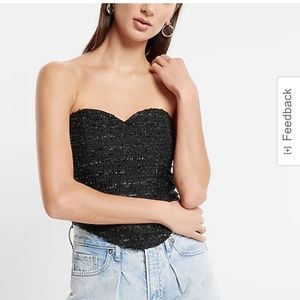 NEW Express Black Tweed Corset Tube Top NWT, SIZE SMALL -SOLD OUT